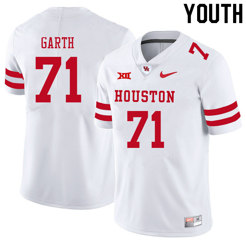 Youth #71 Jaylen Garth Houston Cougars College Big 12 Conference Football Jerseys Sale-White
